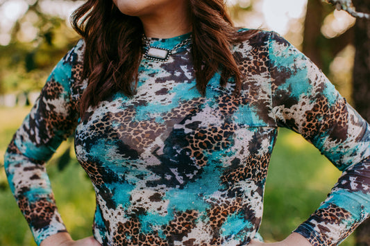MK466 Mix Print LS Mesh Top: Mixed / 1XL