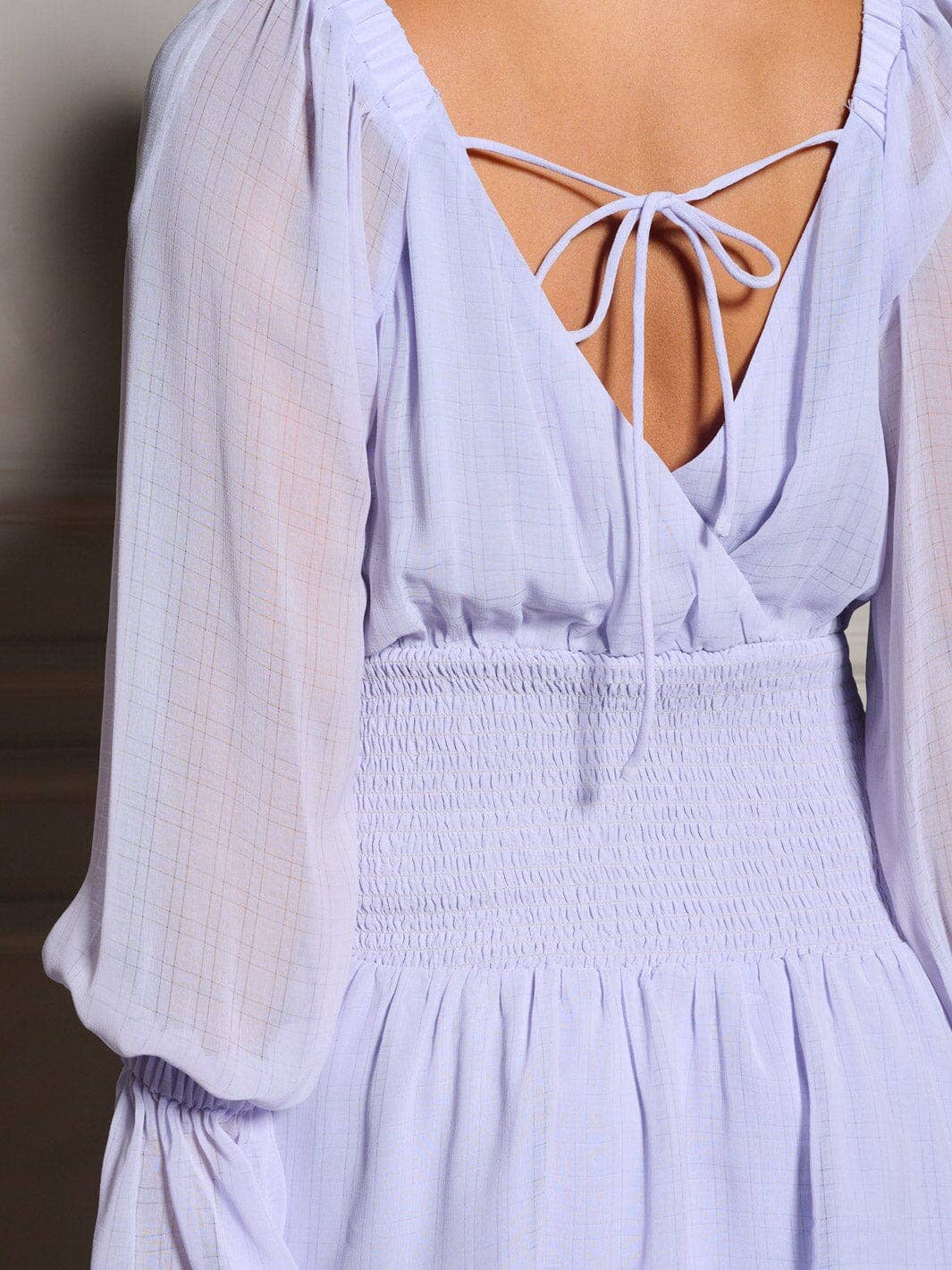 "IRIS" SQUARE NECK SMOCK TIERED RUFFLE DRESS*: LILAC