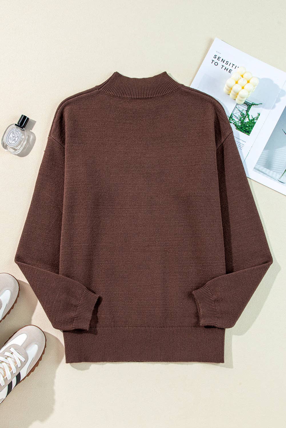 Howdy Boot Mock Neck Sweater: Coffee / S