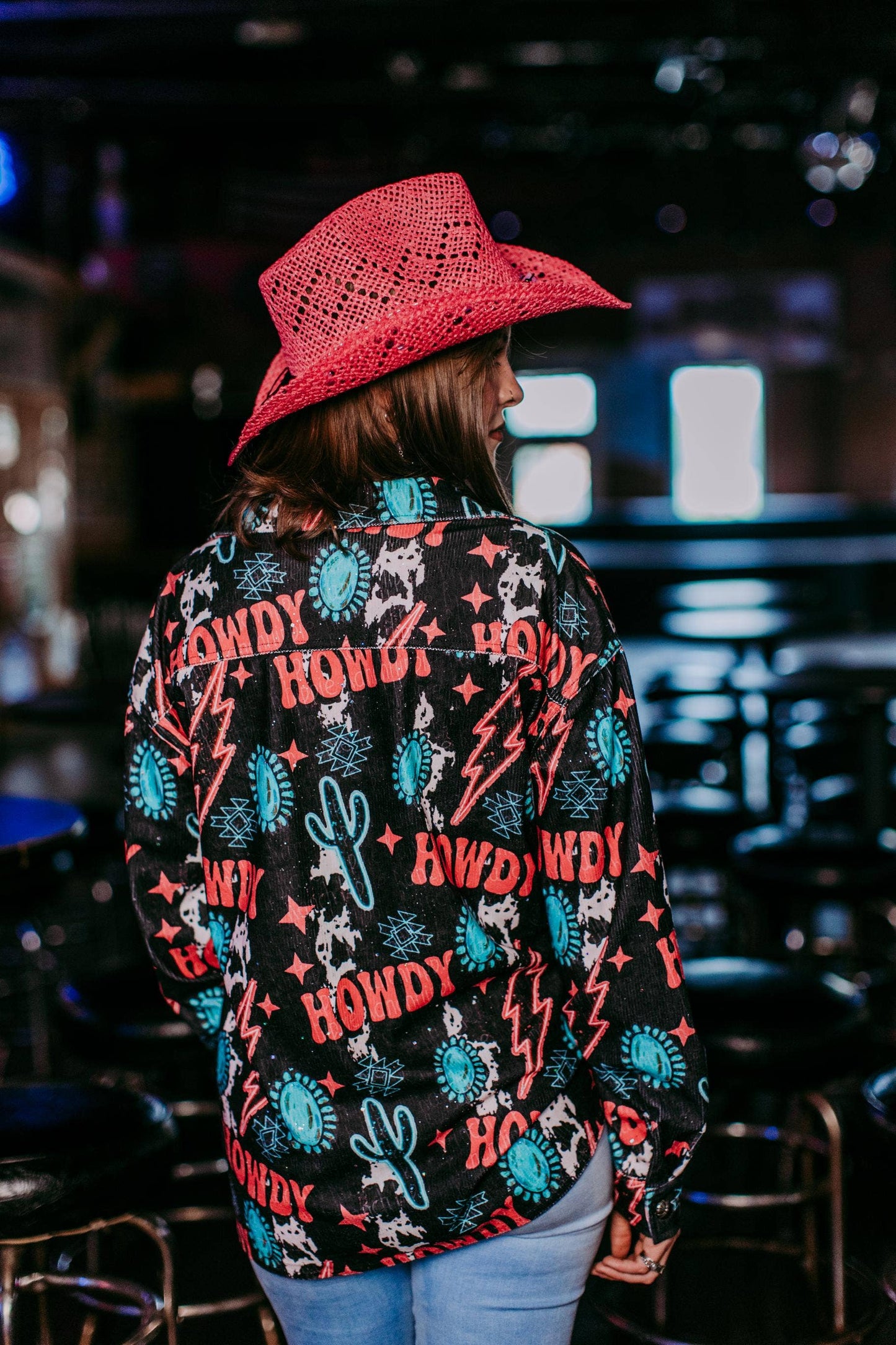 MK483 Sparkle Howdy Corduroy Shacket: Black / L