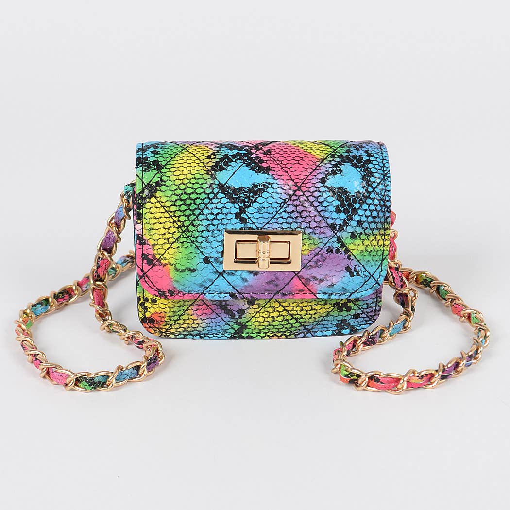 New Multi Snake Print Mini Bag: Multicolor