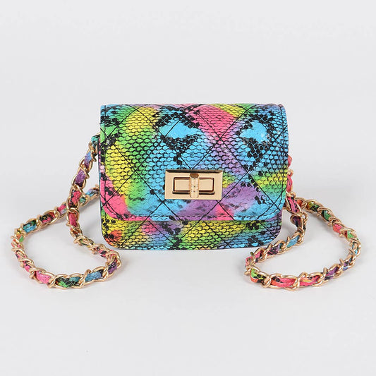 New Multi Snake Print Mini Bag: Multicolor