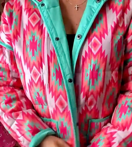 Desert Sunrise Quilted Puffer Jacket