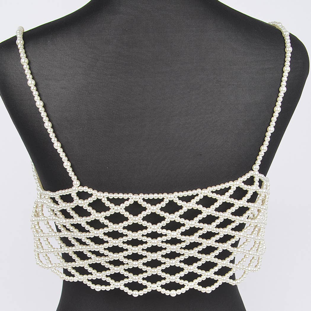 Faux Pearl Bralette: Cream