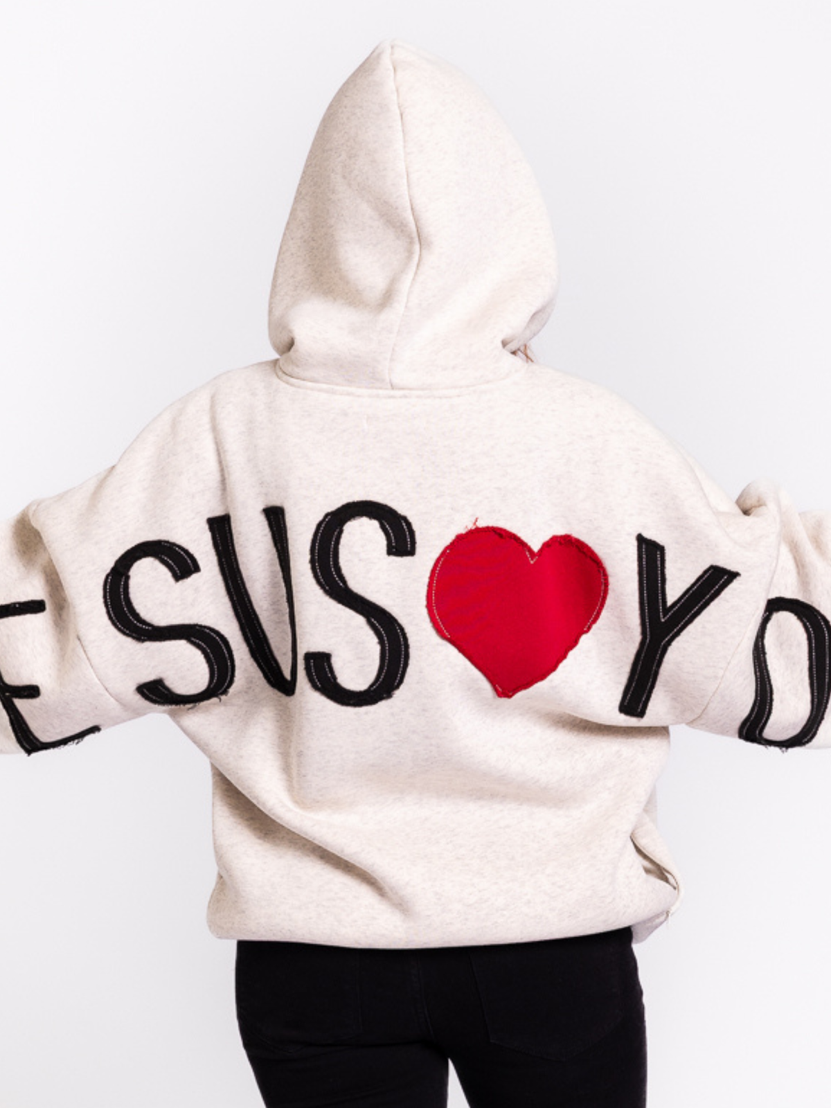 Kingdom Essential Patchwork Hoodie - Jesus Loves You Oatmeal Heather: Jesus Loves You - Oatmeal Heather / M