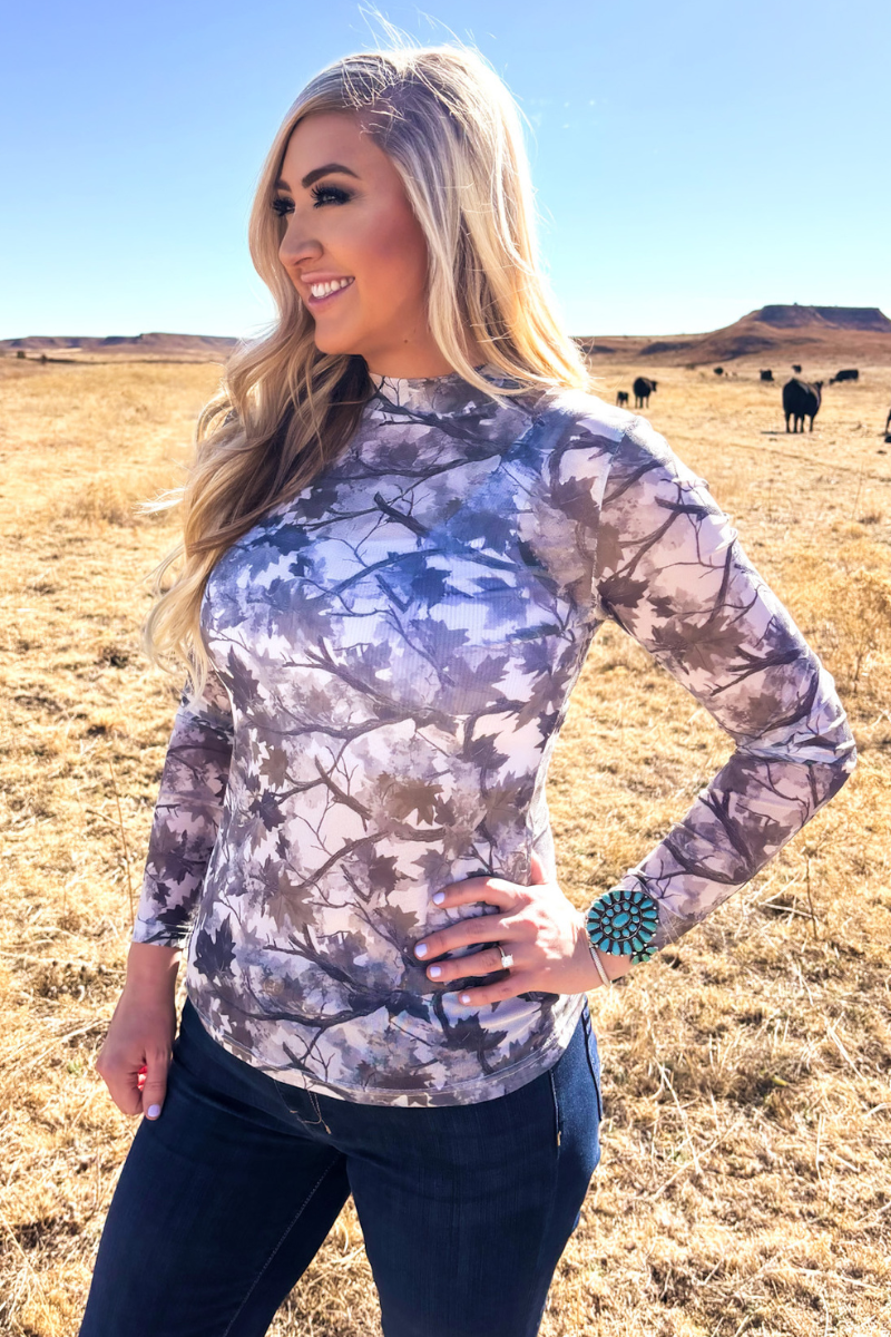 Silver Country Mesh Top: L