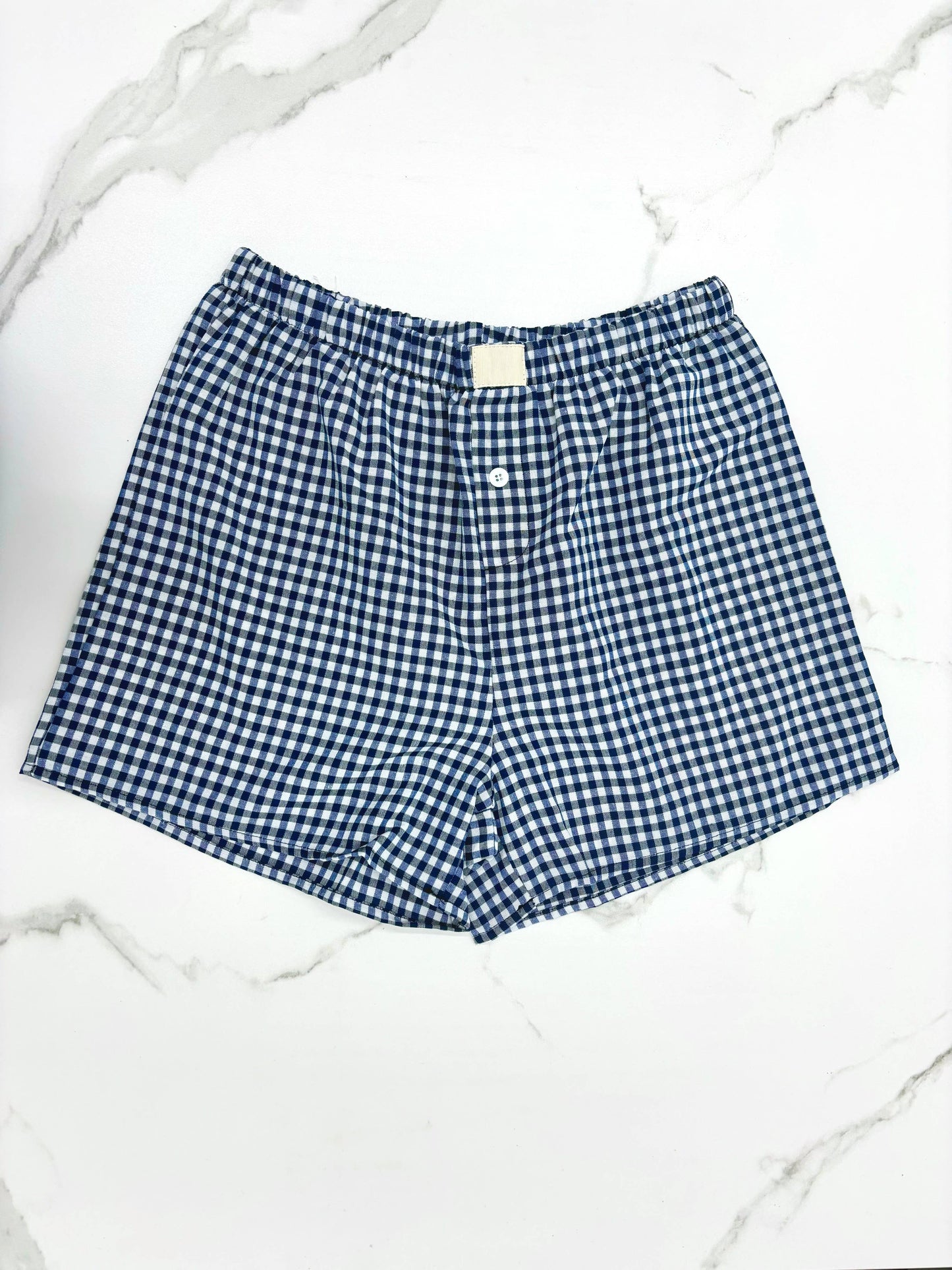 Gingham High-Rise Shorts: RED / M