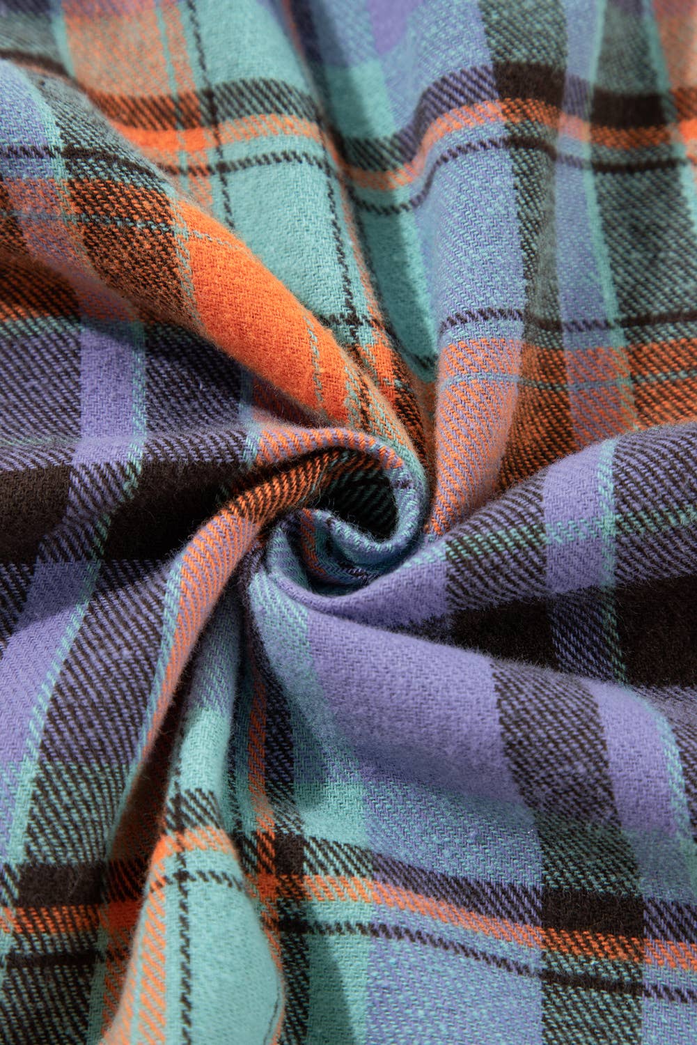 Plaid Long Sleeve Buttoned Shirt: Orange / M