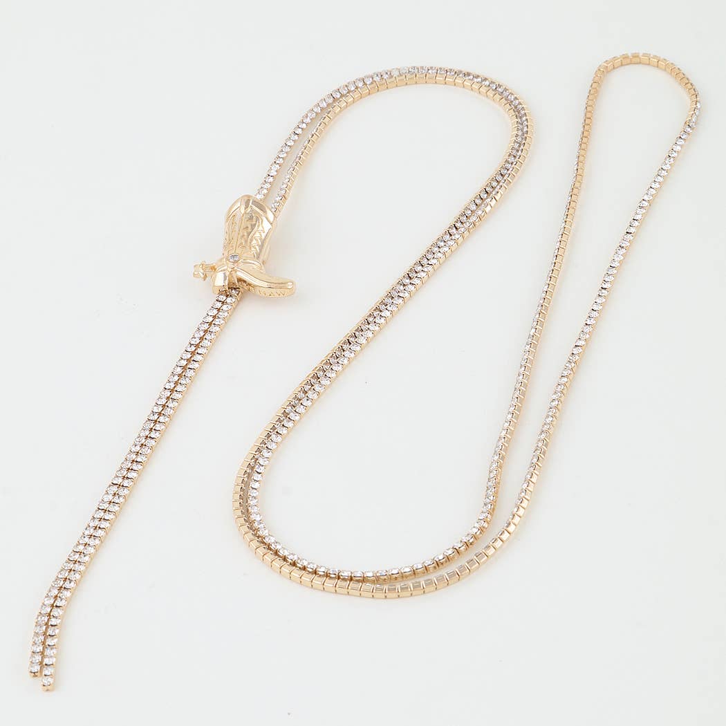 Bejeweled Cowboy Boot Toggle Necklace: GCL