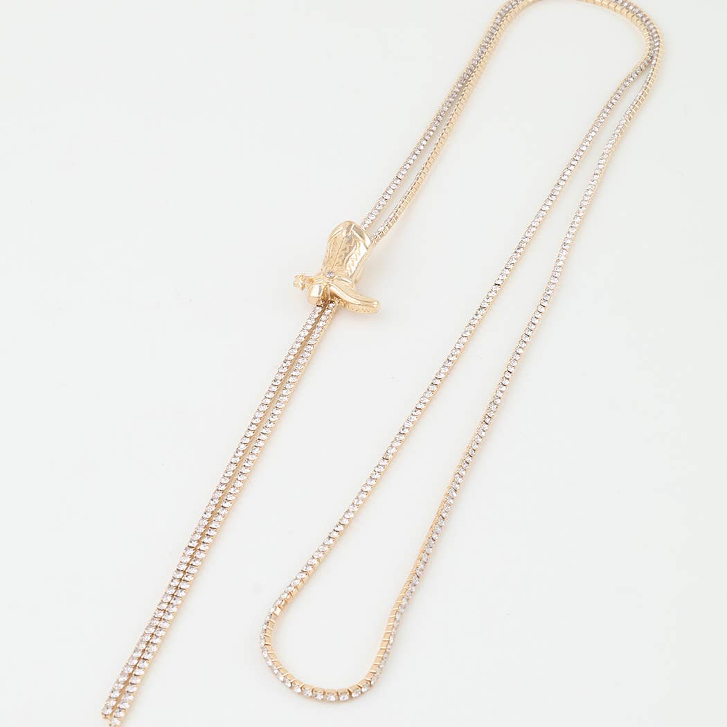 Bejeweled Cowboy Boot Toggle Necklace: SCL