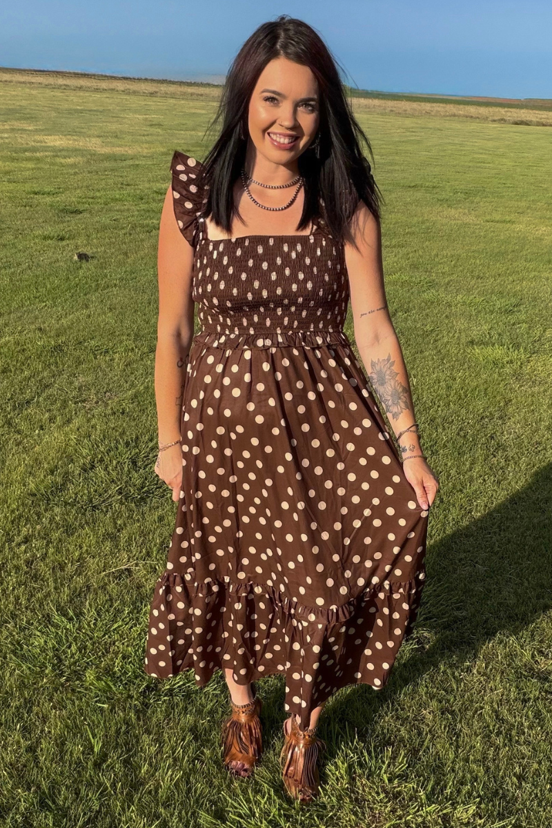 Mocha Polka Dot Dress
