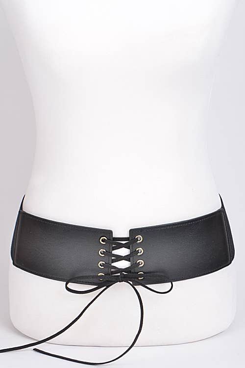 Corset Belt With Ribbon Detail: Camel