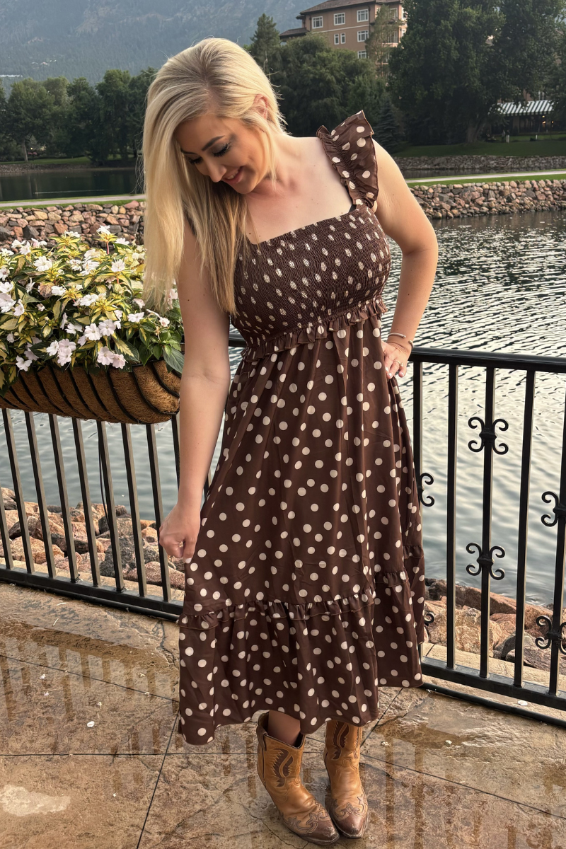 Mocha Polka Dot Dress