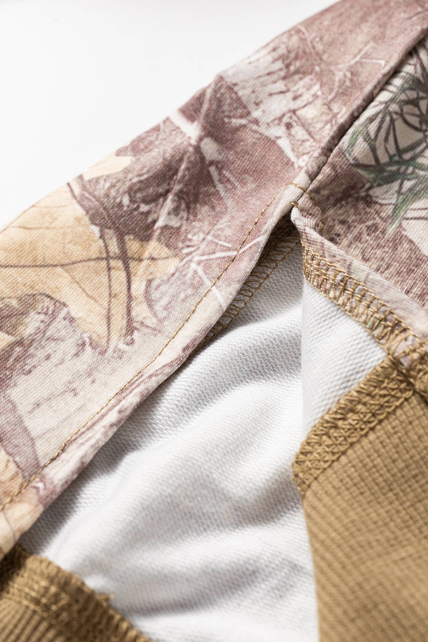 66 Abstract Camo Print Color Block Detail Sweatshirt (S-XL): Brown / M