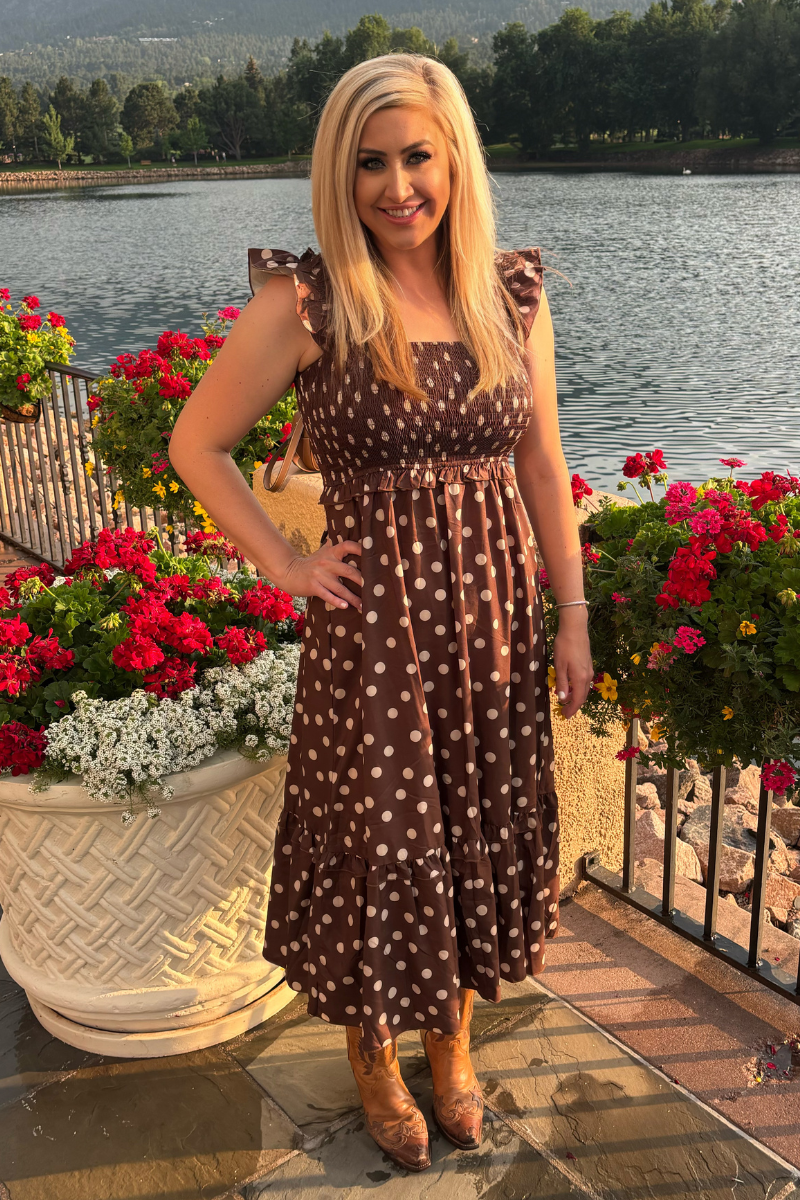 Mocha Polka Dot Dress