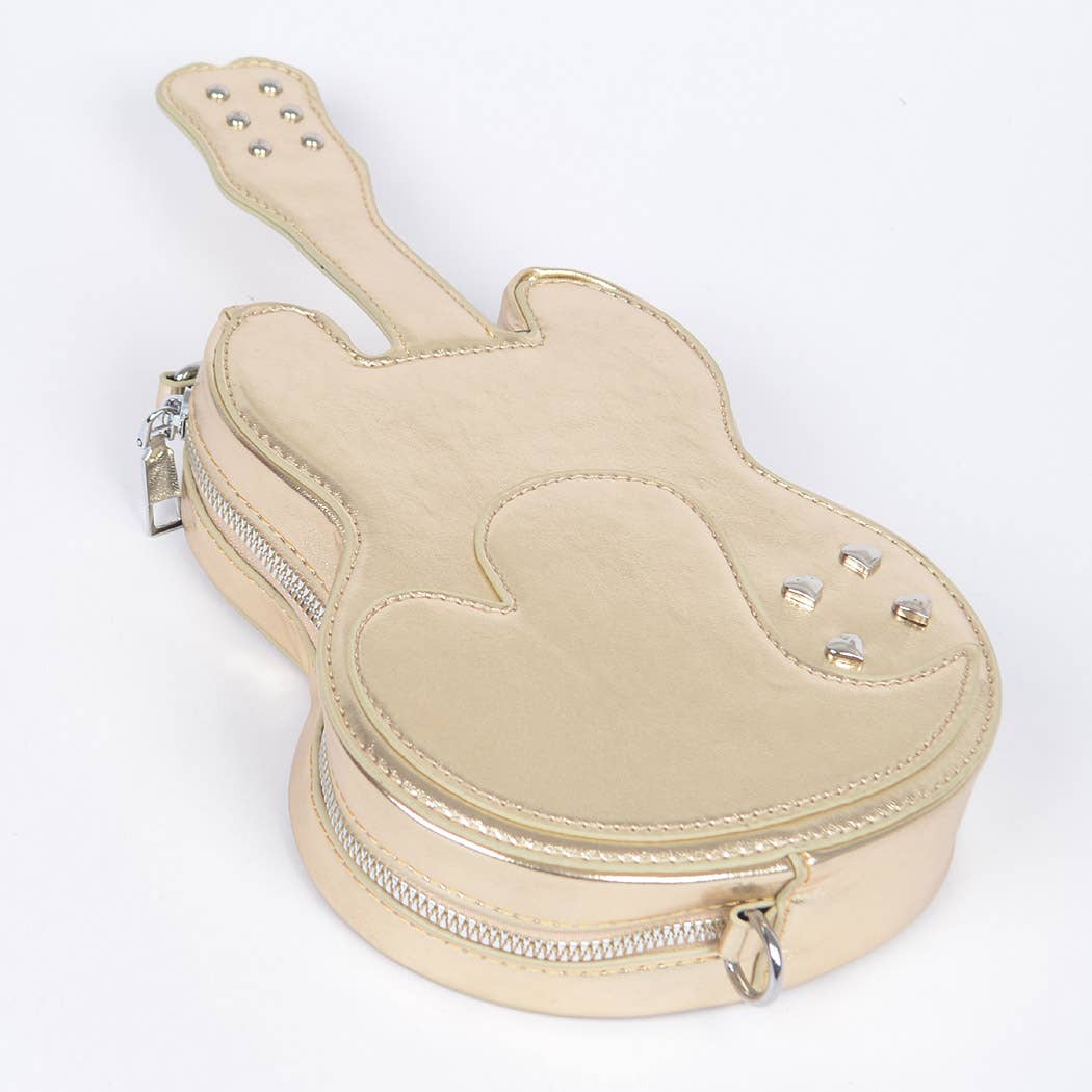 Metallic Faux Leather Guitar Novelty Bag: SL