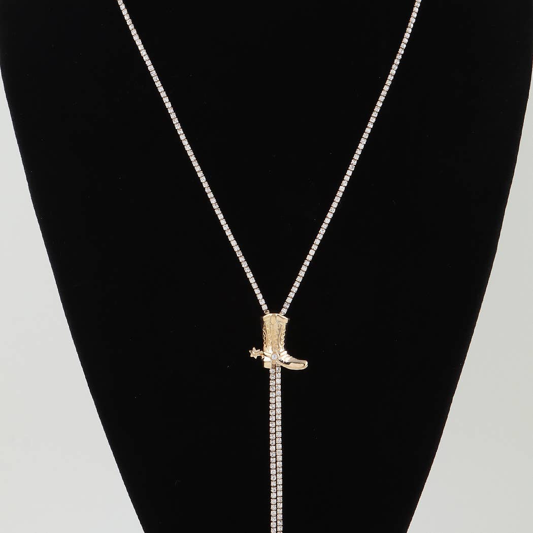 Bejeweled Cowboy Boot Toggle Necklace: GCL