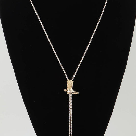 Bejeweled Cowboy Boot Toggle Necklace: GCL