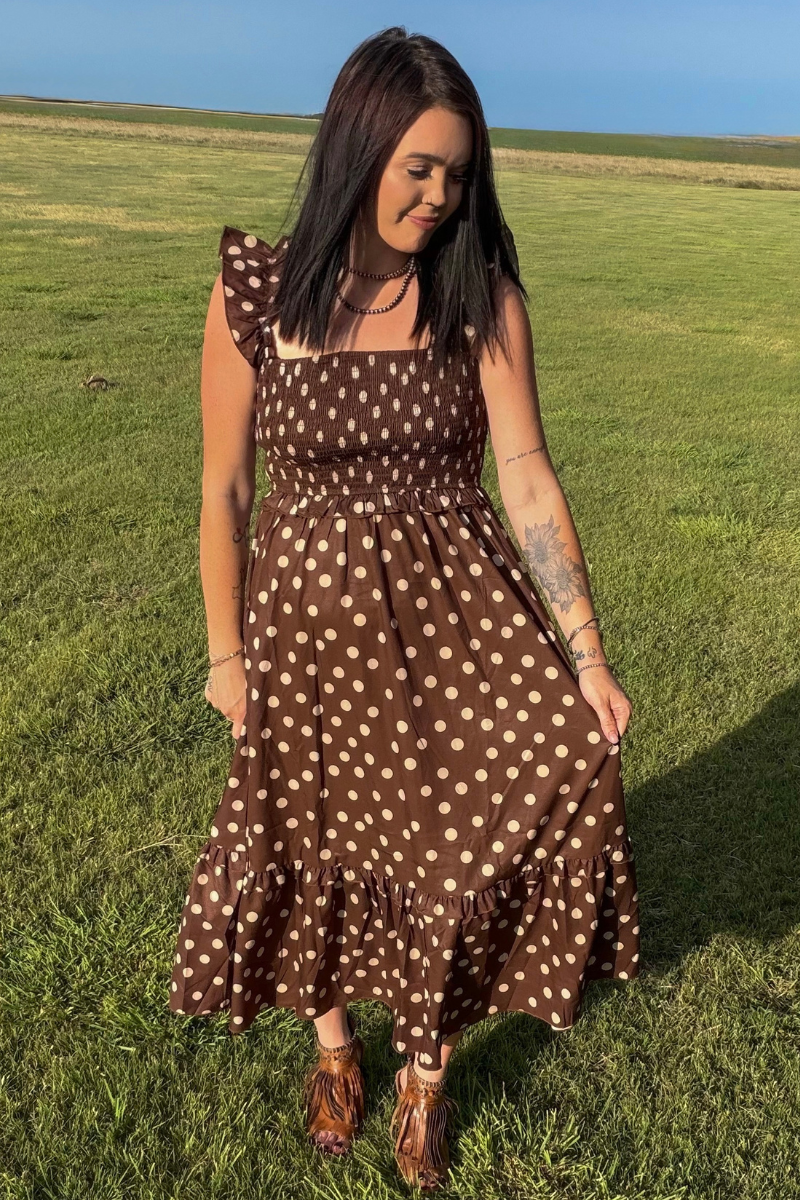 Mocha Polka Dot Dress