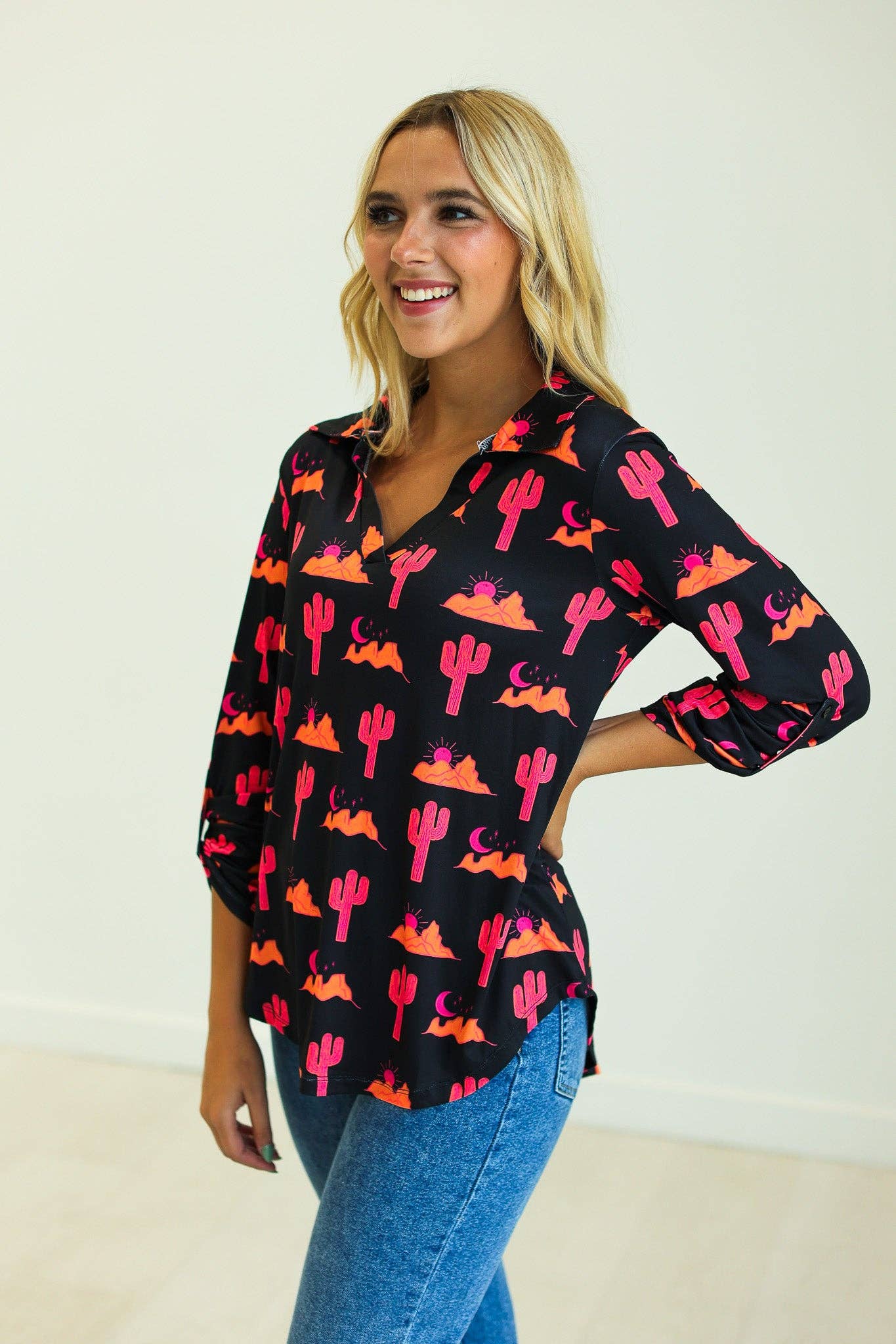 Gemma V-Neck Top, Desert Sunset: Multi / L