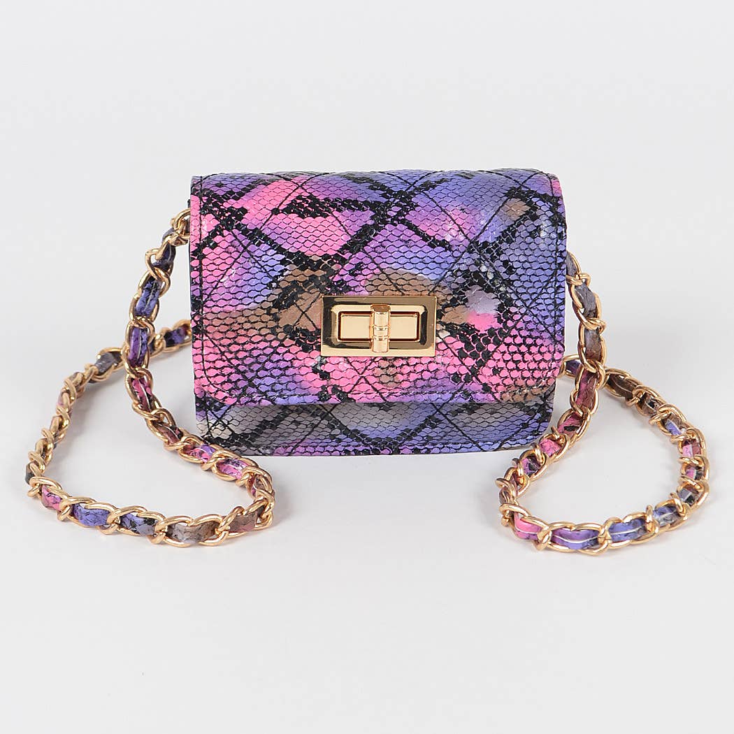 New Multi Snake Print Mini Bag: Multicolor