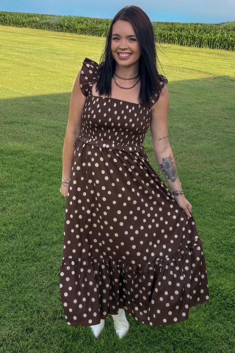 Mocha Polka Dot Dress