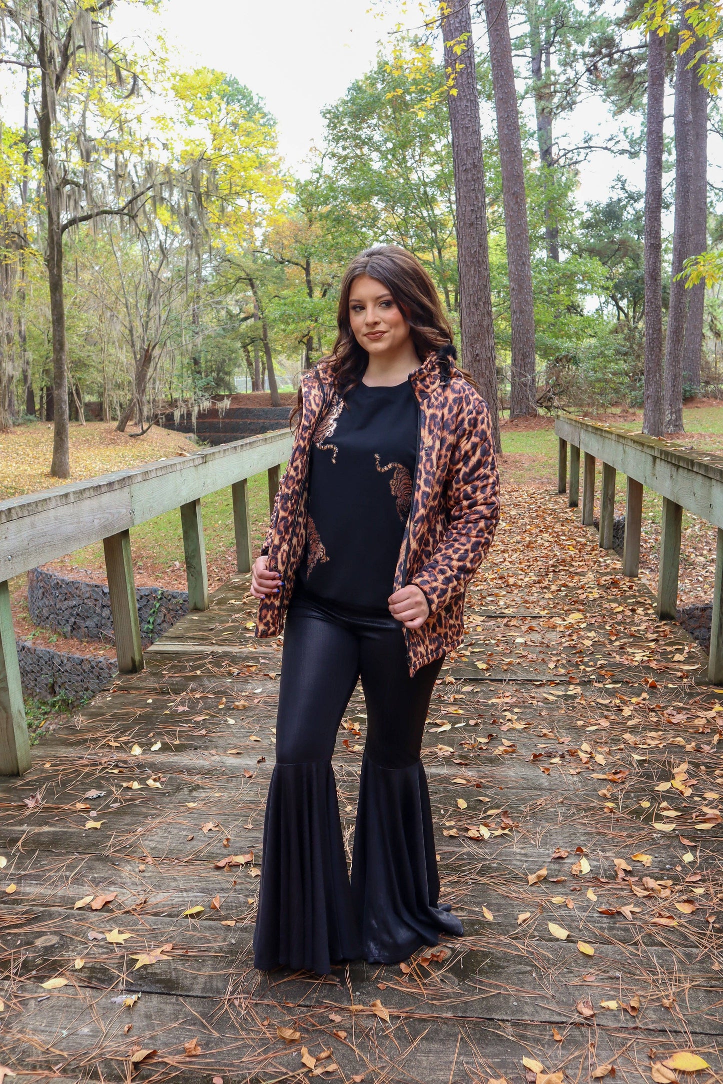MK132 Carolina Fur Trimmed Quilted Jacket - Leopard: LEOPARD / S