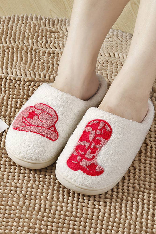 Hat and Boots Fluffy Slippers MMD008: White / 39-40