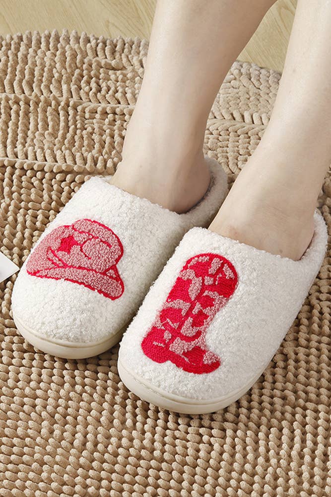 Hat and Boots Fluffy Slippers MMD008: White / 41-42