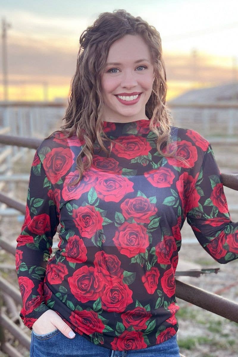 Rose Of My Heart Mesh Top: L