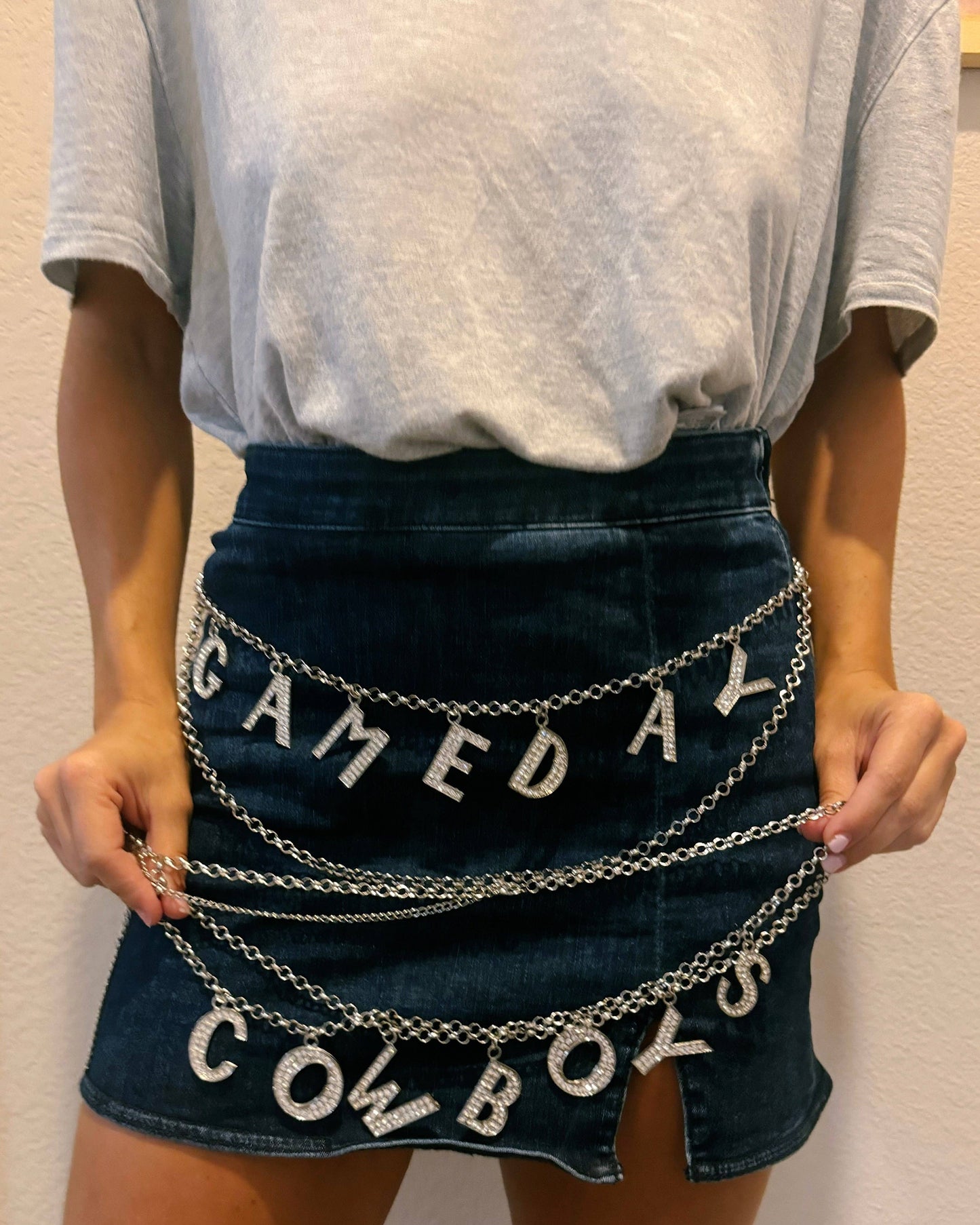 Rhinestone Chain Belt: COWBOYS