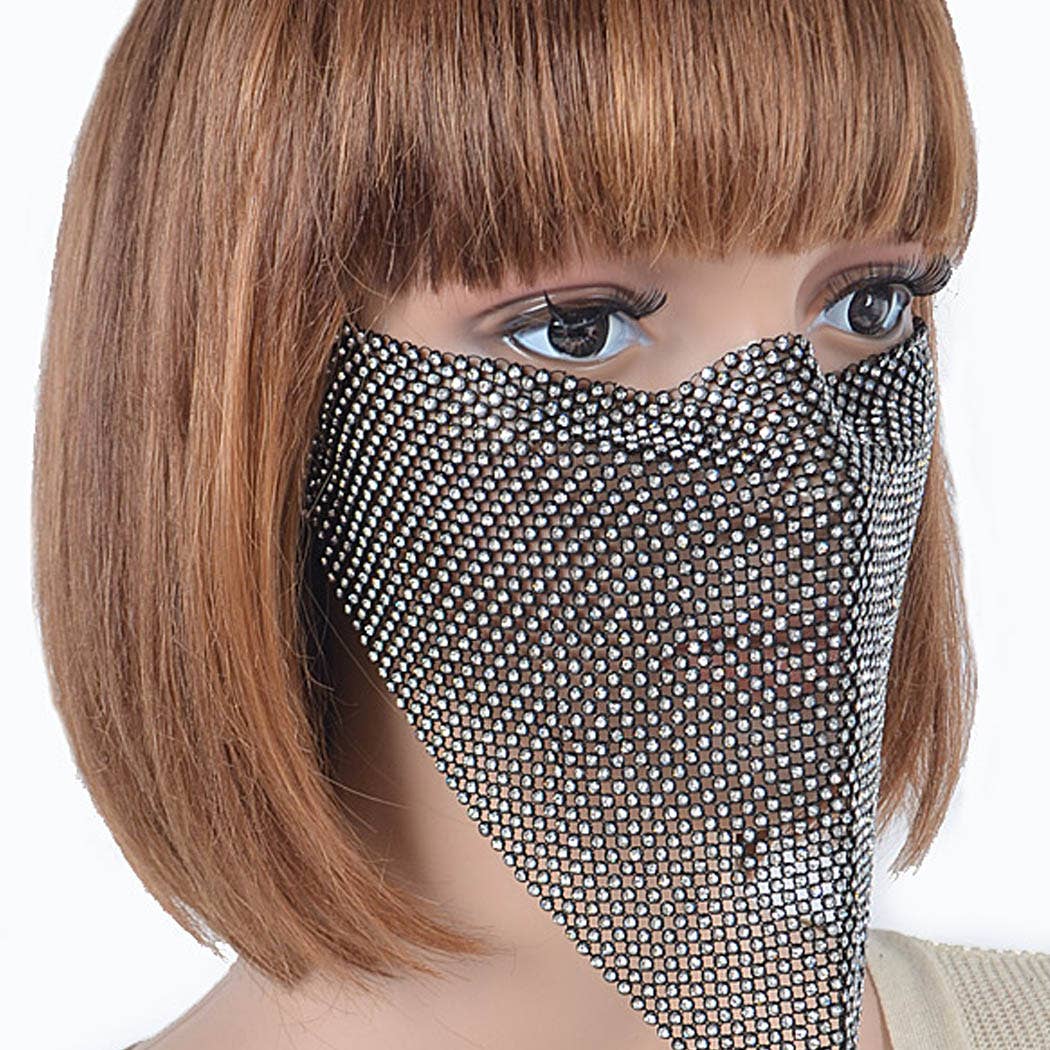 Rhinestone Fashion Mask: Gold Ab