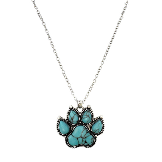 Turquoise Stone Paw Necklace: Turquoise