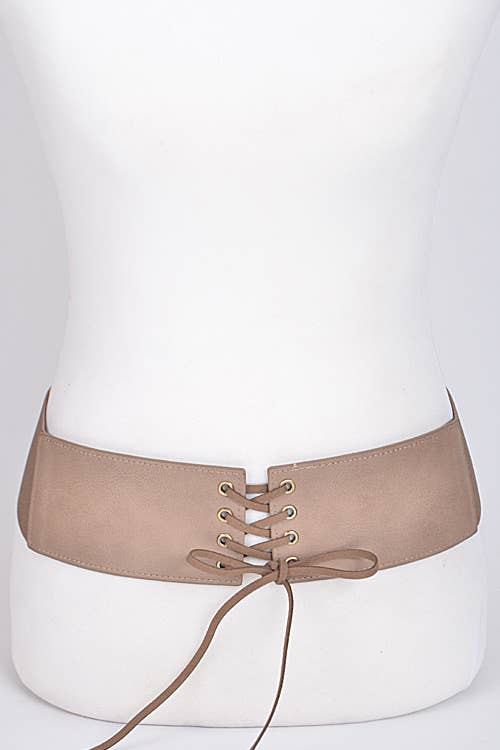 Corset Belt With Ribbon Detail: Camel