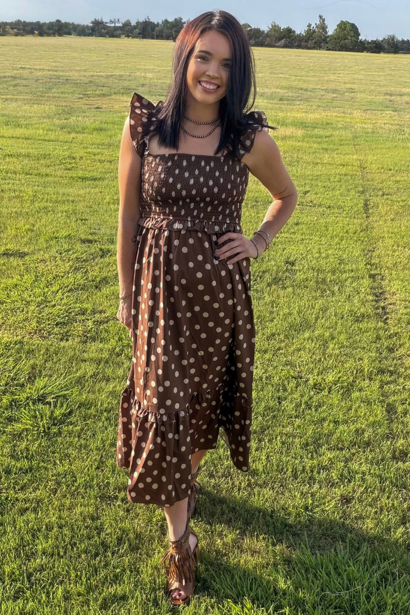 Mocha Polka Dot Dress