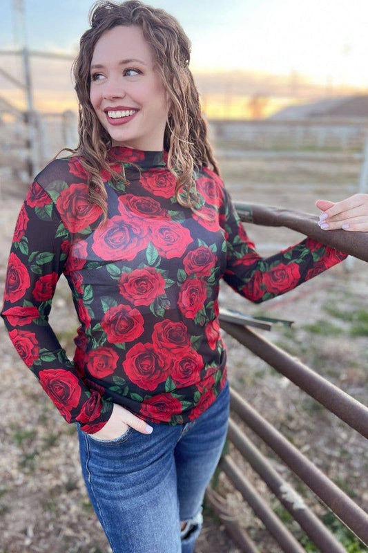 Rose Of My Heart Mesh Top: L