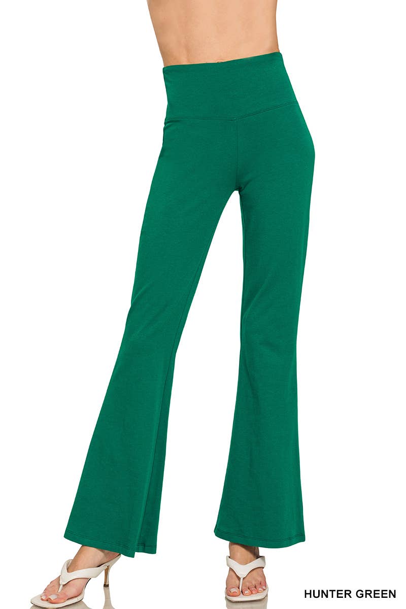 Wide Waistband Cotton Yoga Pants - Zenana: BROWN-185509 / M