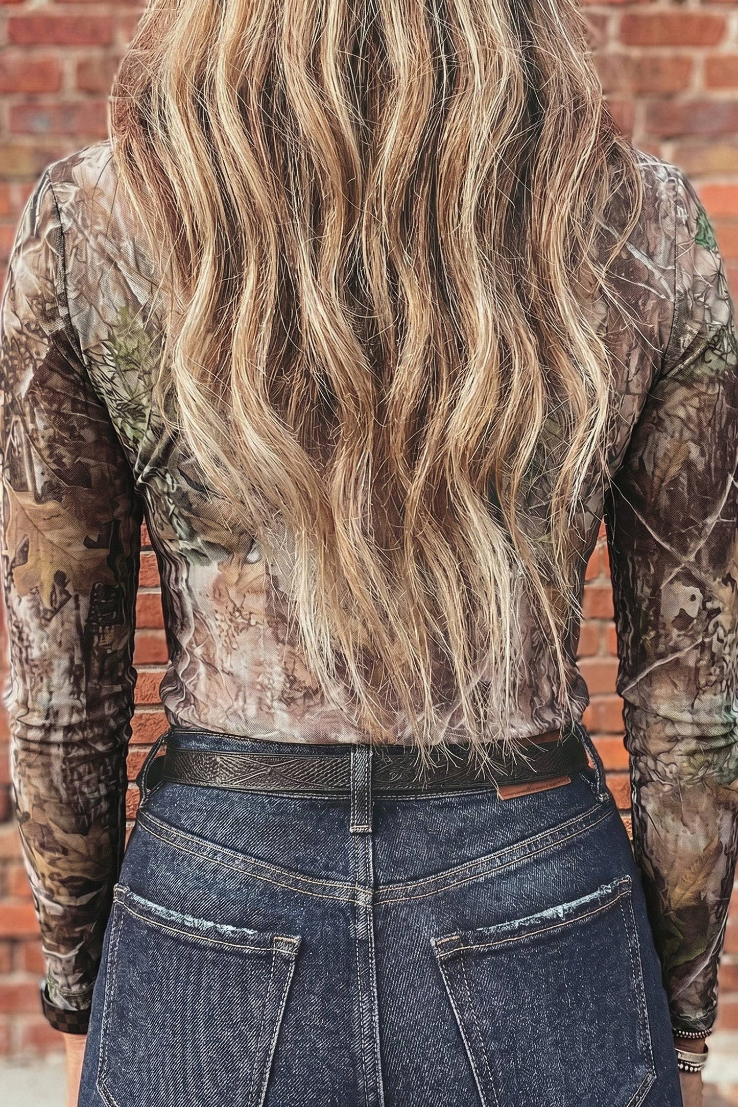 66 Floral Western Print Slim Fit Mesh Mock Neck Top (S-XL): Smoke Gray / S