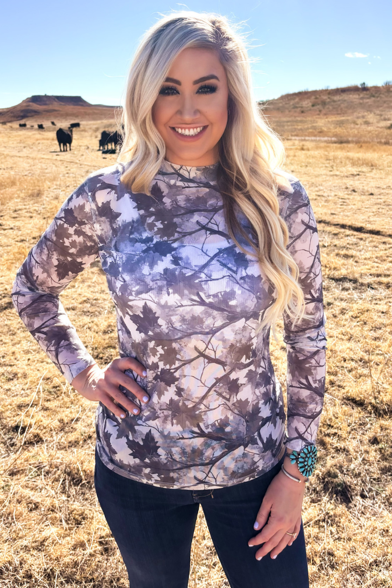 Silver Country Mesh Top: L