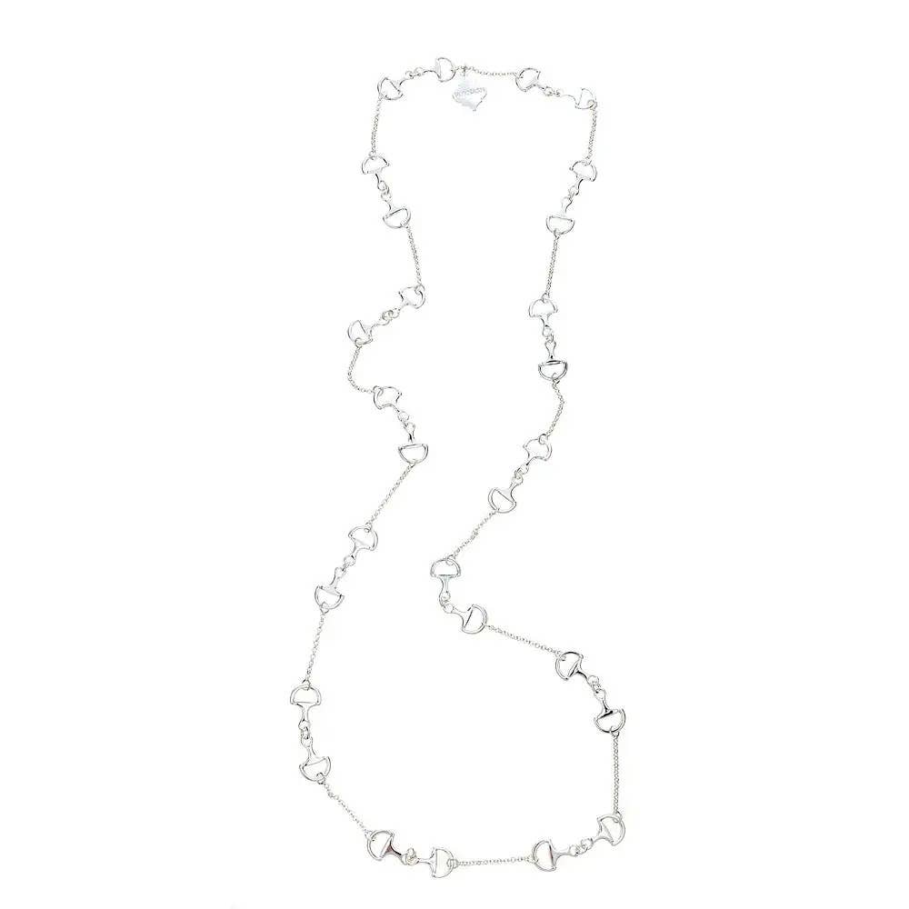 Long Baby Horsebit Necklace: Silver