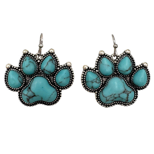 Turquoise Stone Paw Earrings: Turquoise