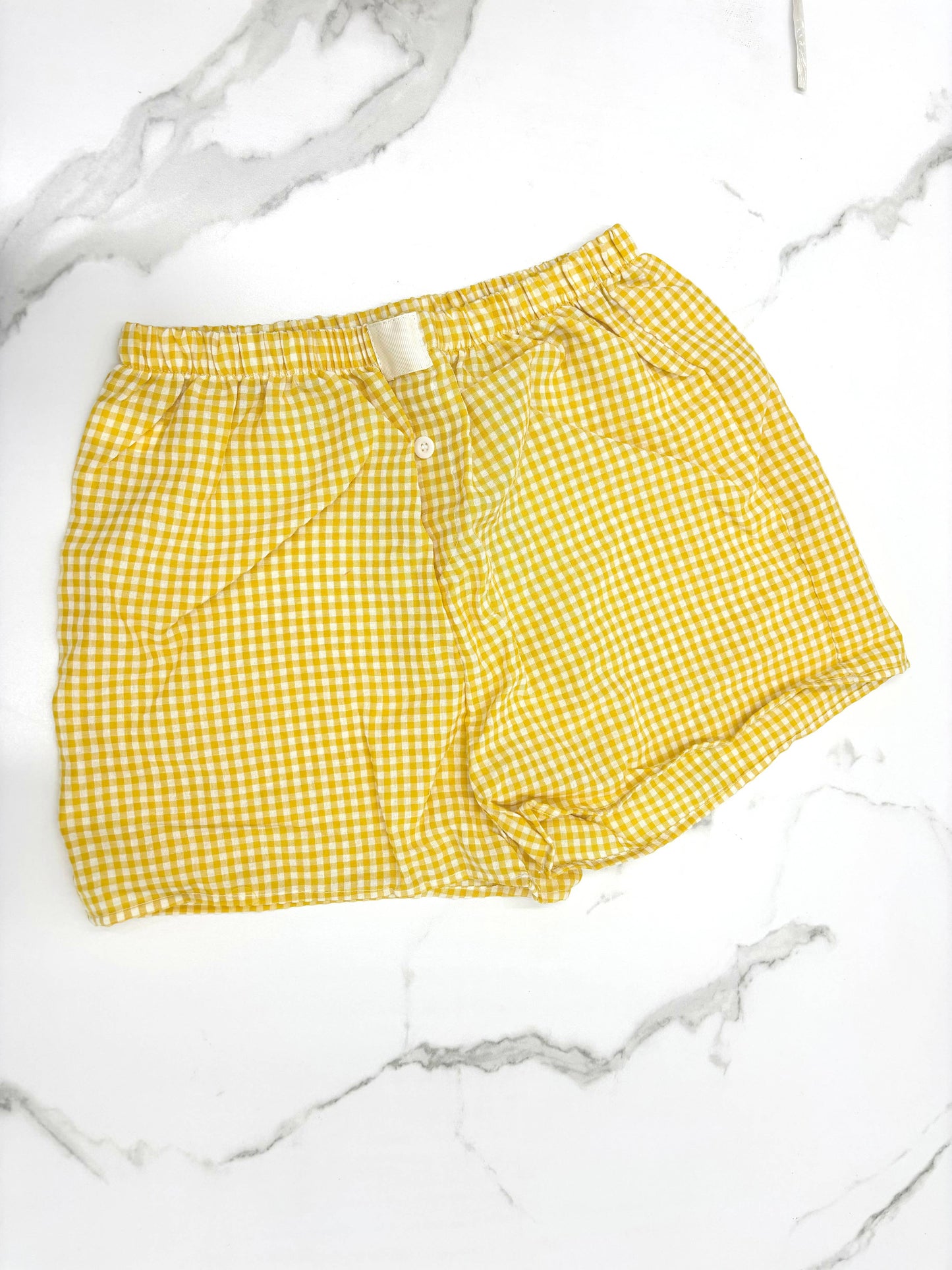 Gingham High-Rise Shorts: RED / M