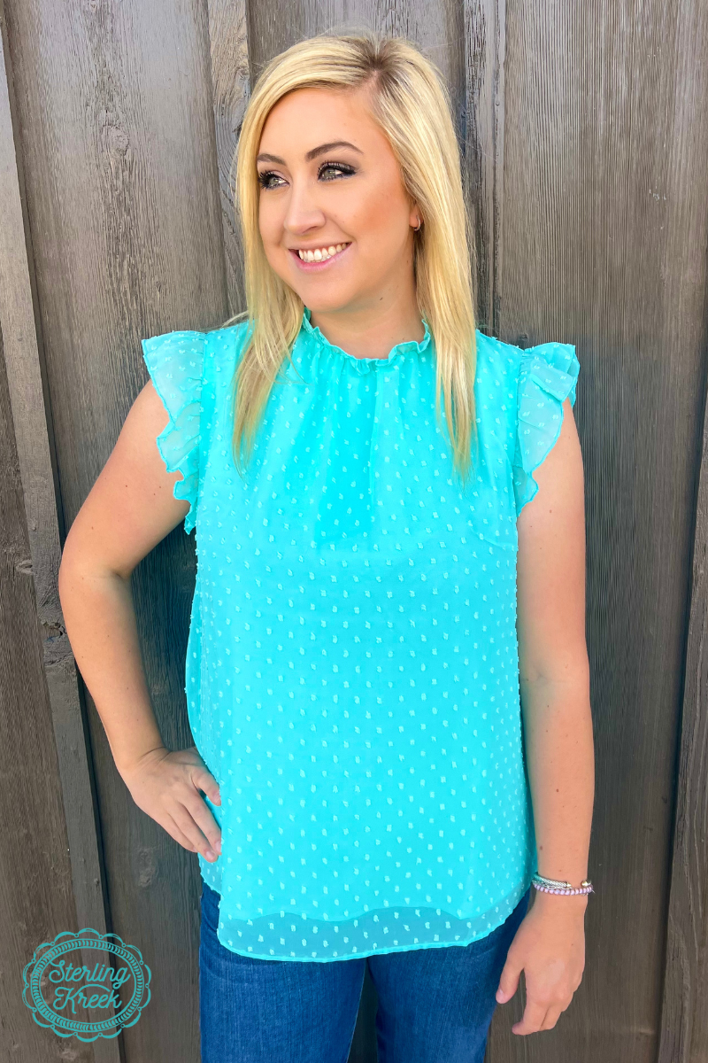 Babydoll Swiss Dot Top Turquoise