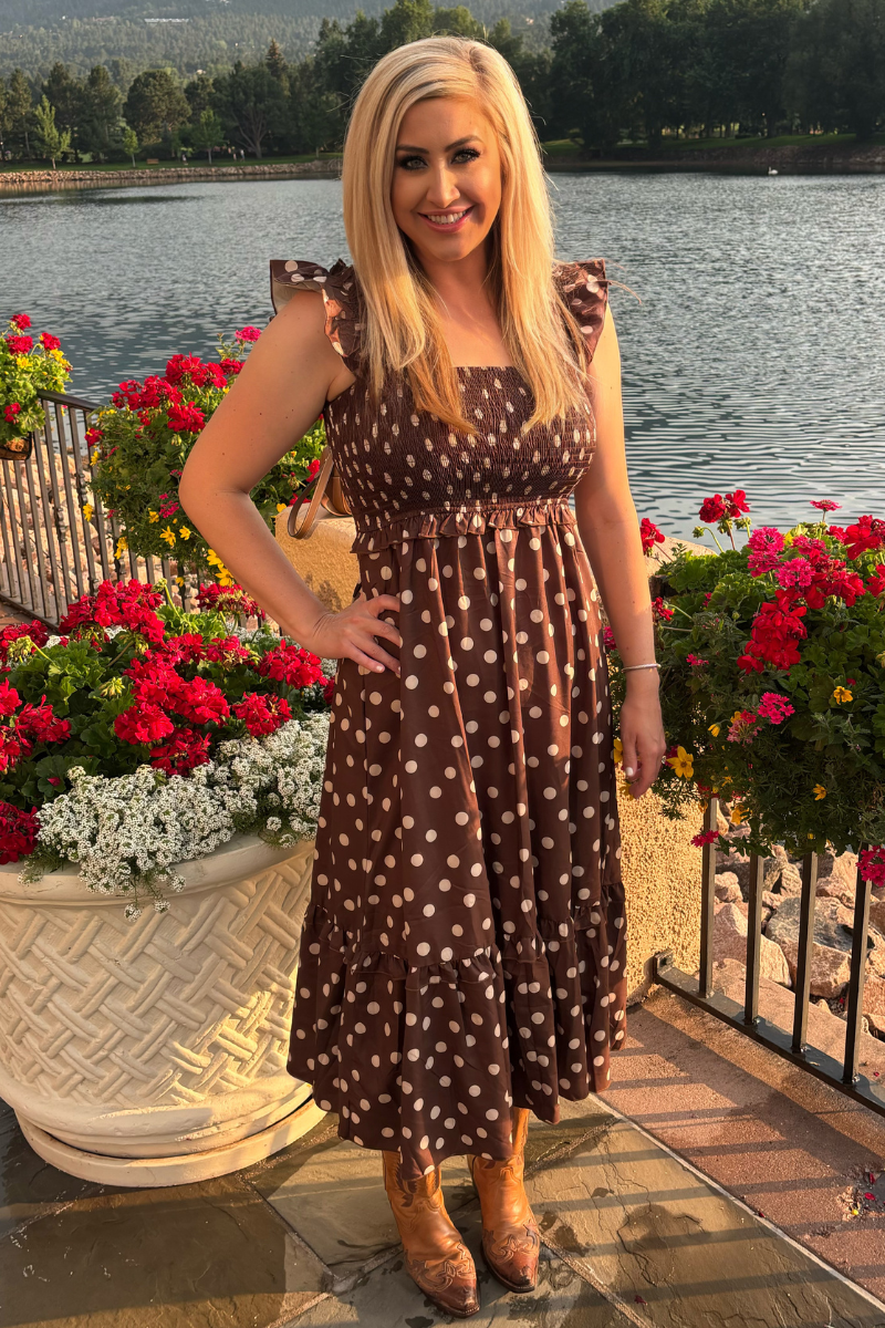 Mocha Polka Dot Dress