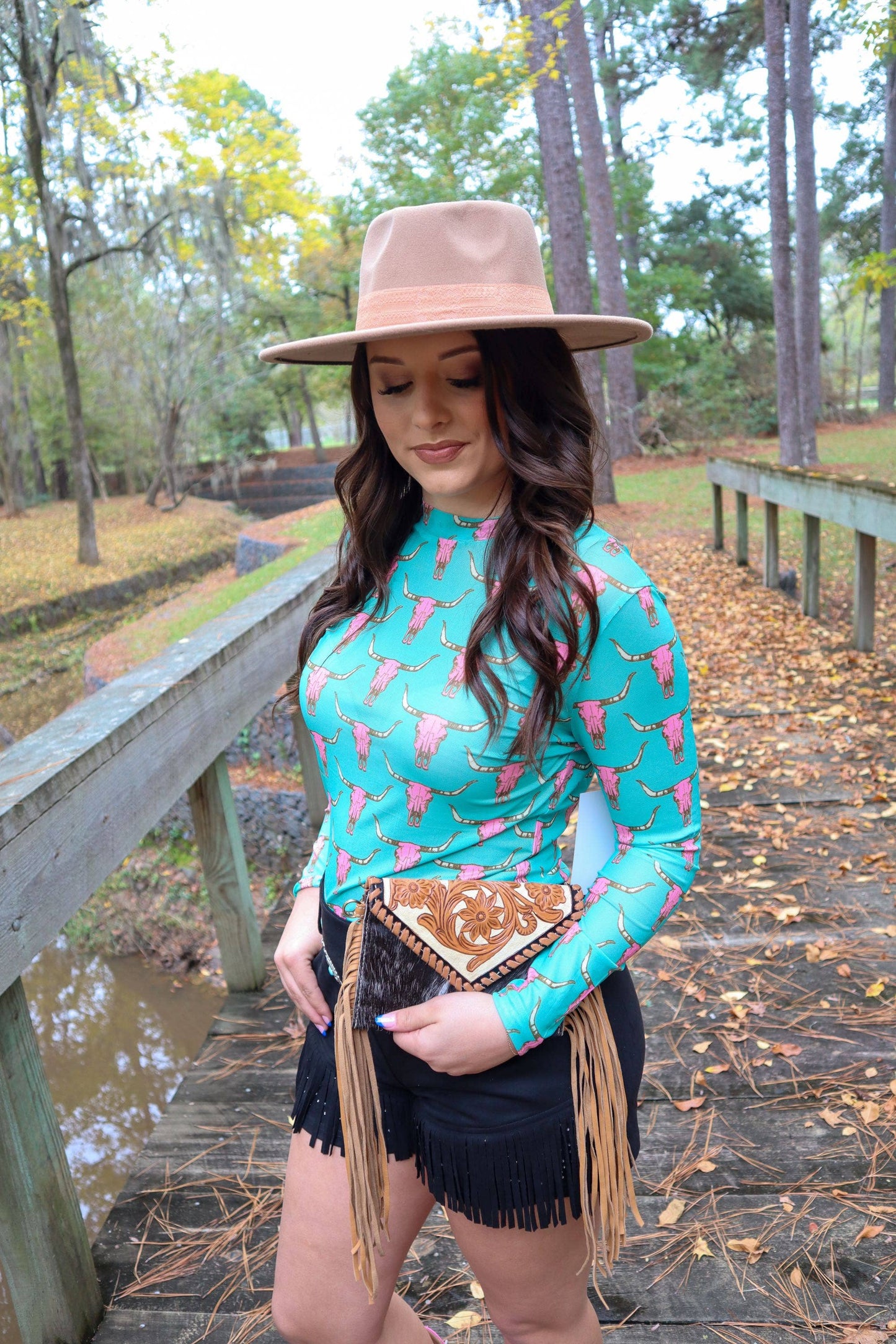 Cute Heifer Long Sleeve Mesh Top - Skull - MK165: Cow Skull / S