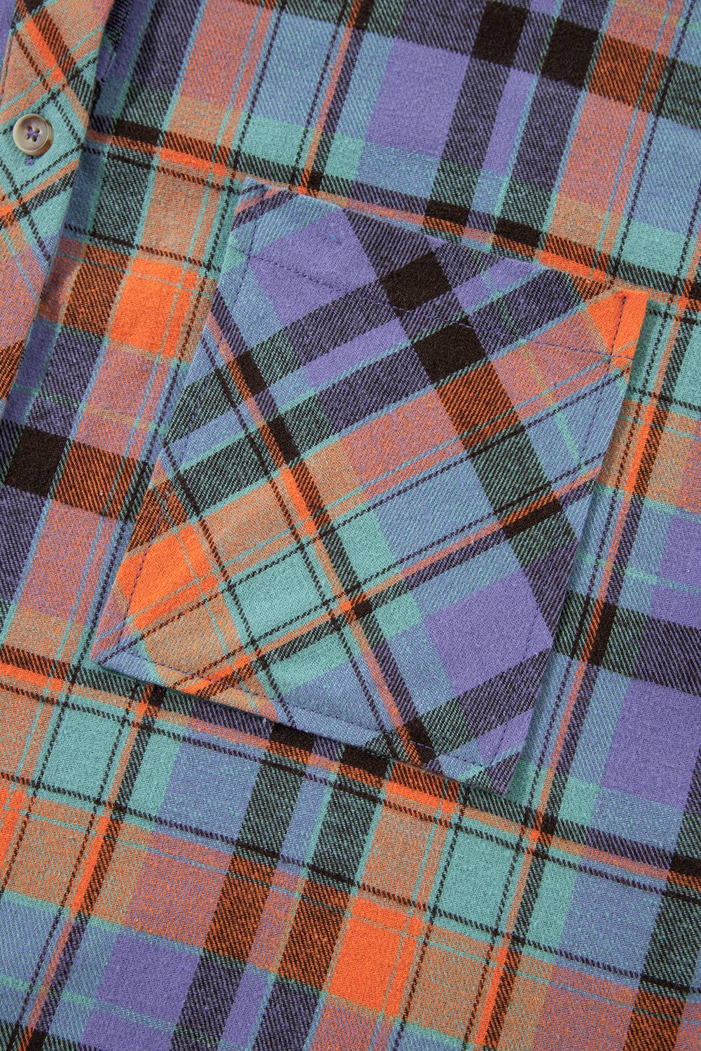 Plaid Long Sleeve Buttoned Shirt: Orange / M