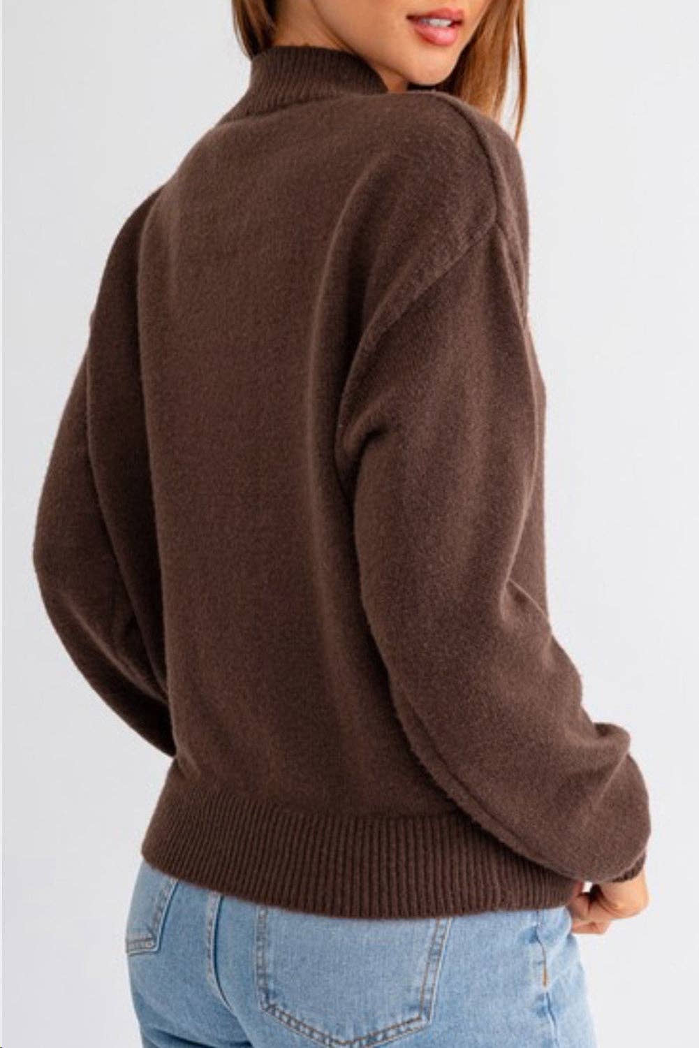 Howdy Boot Mock Neck Sweater: Coffee / M