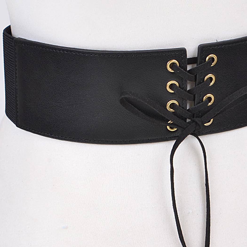Corset Belt With Ribbon Detail: Camel