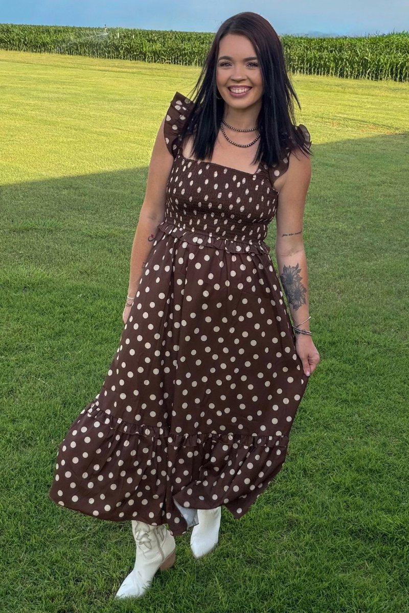 Mocha Polka Dot Dress