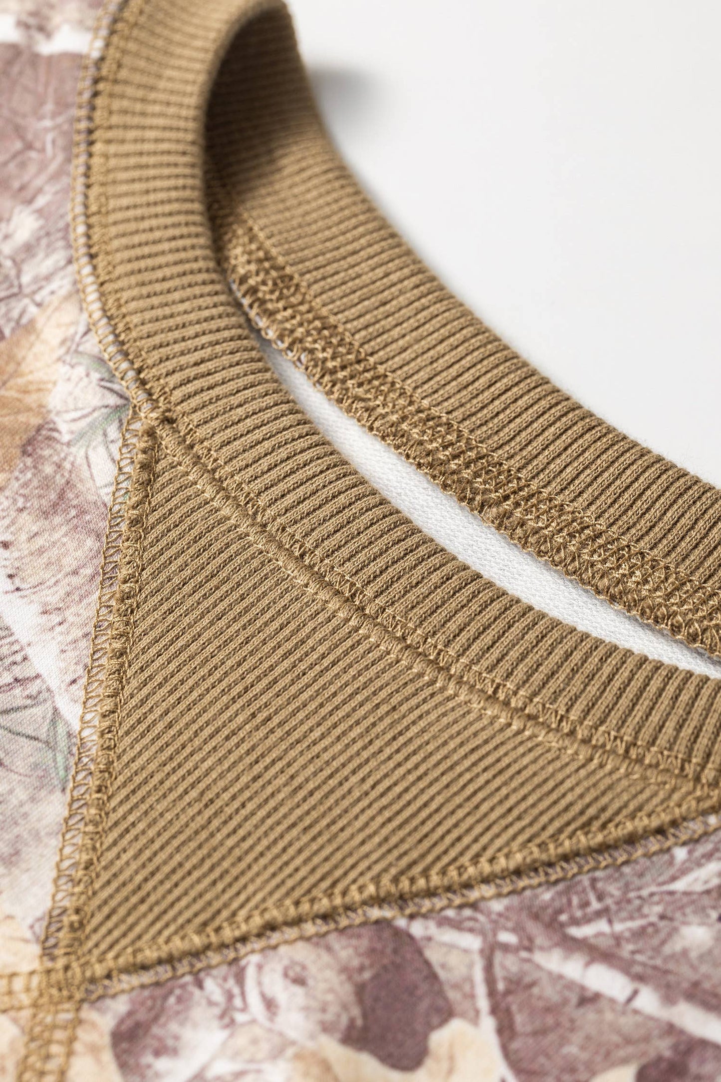 66 Abstract Camo Print Color Block Detail Sweatshirt (S-XL): Brown / L